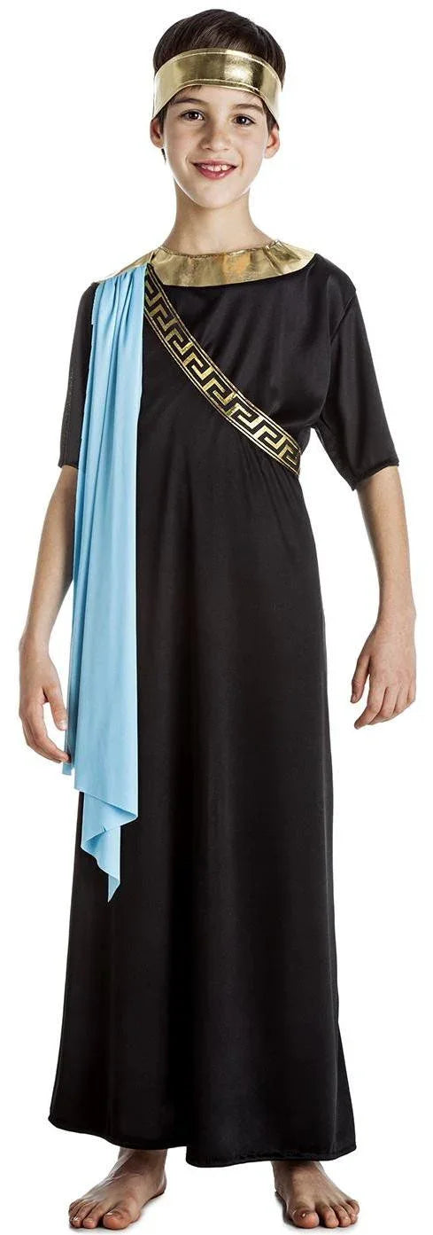 Disfraz de Senador Romano Negro para Niño Romano y Griego Kimokawaii